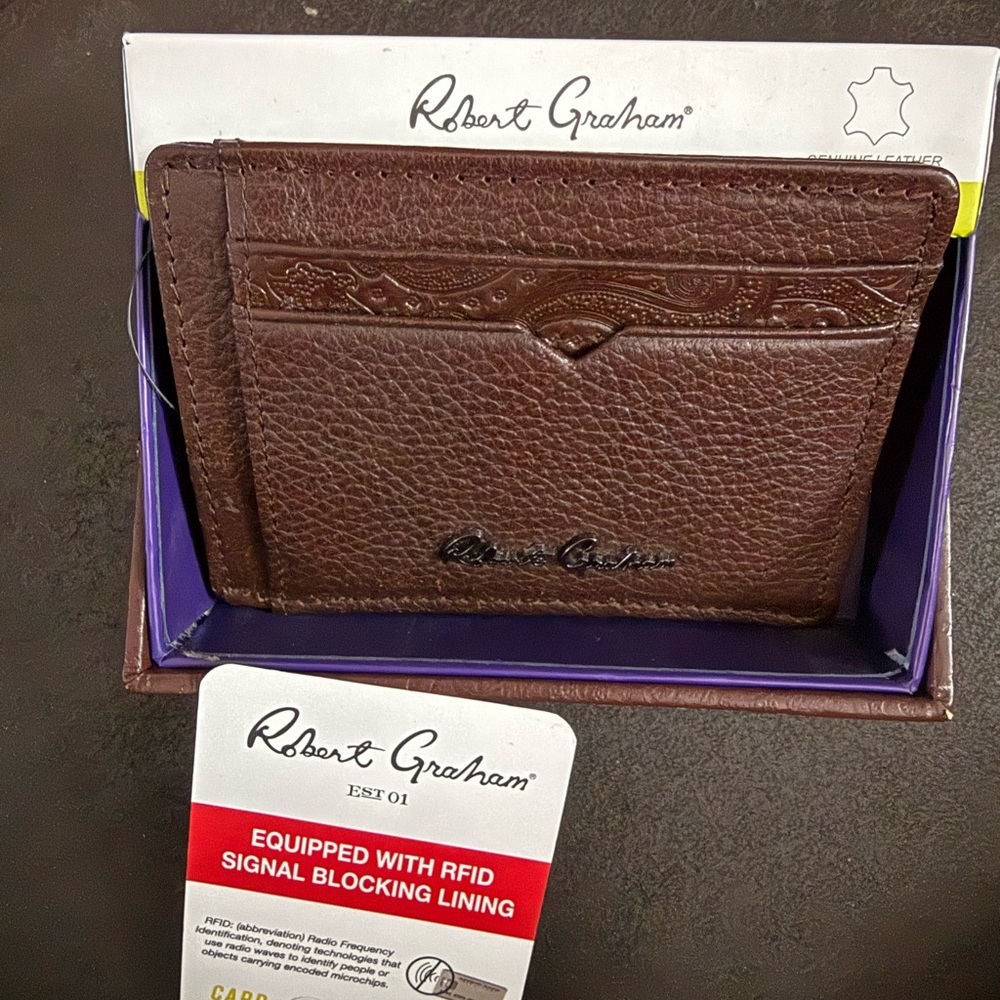 Robert Graham Dark Brown Leather Card Holder